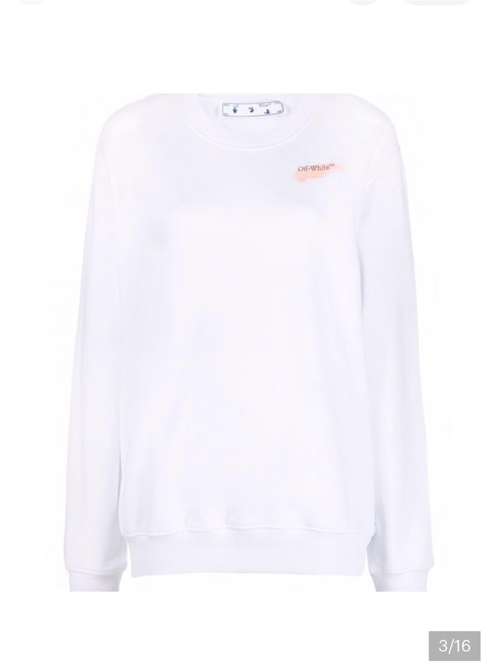 Off-White White Crewneck Sweatshirt with Subtle Pink Logo